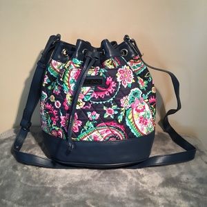 Vera Bradley Quilted Crossbody Bucket Bag Paisley